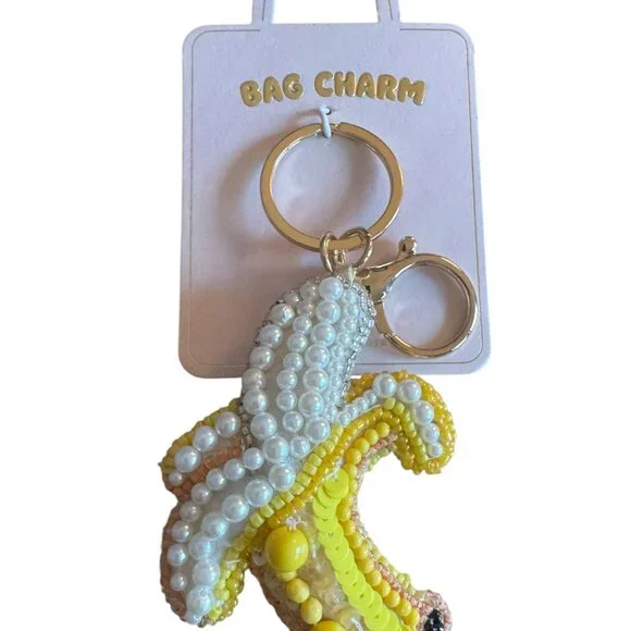 Anthropologie Banana Beaded Bag Charm - Picture 1 of 2